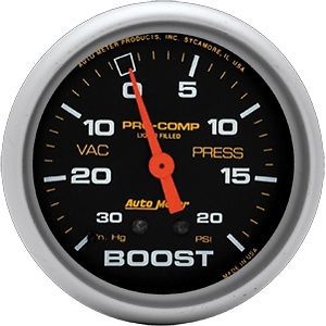 Auto meter 5401 pro-comp gauge 2-5/8&#034; boost/vacuum mechanical liquid-filled