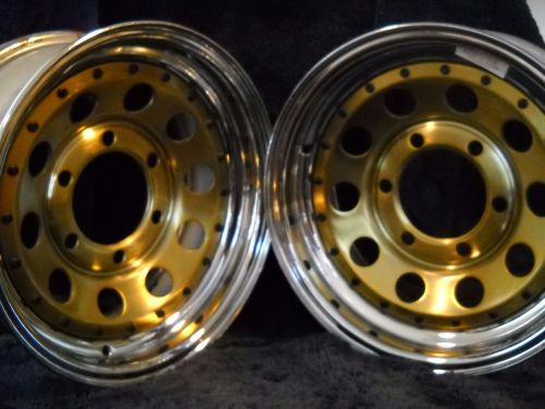 Nos pair of cragar gold quick trick  wheels #74655  14x6 six lug bolt pattern