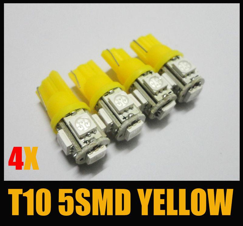 4pcs amber t10 5-smd led map light bulbs 168 194 656 657 901 904 159 #hf11