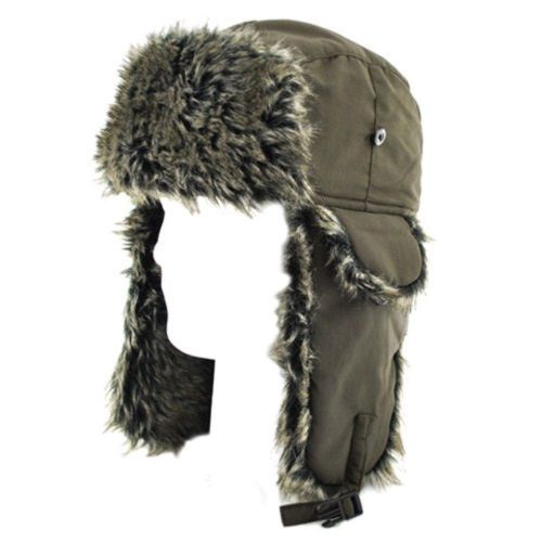 Purchase ZanHeadgear Trooper Hat Olive w/ Grey Fur Cold Weather Winter ...