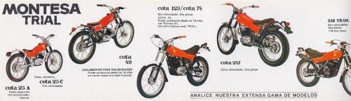 1970's montesa trial cota 25 49 74 123 247 348 original spanish sales brochure