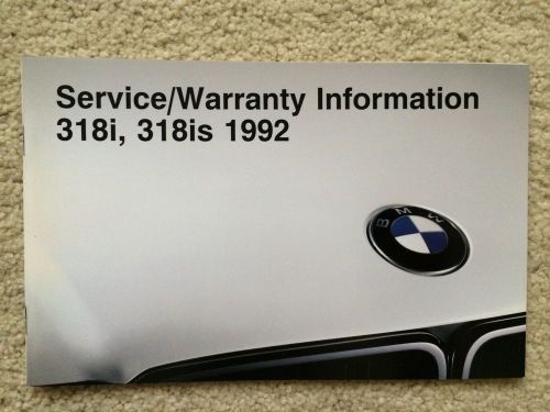 New 1992 318i, 318is usa bmw service maintenance history record book - unstamped