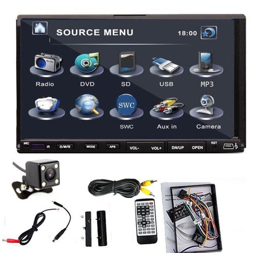 Camera+2din 7" car stereo dvd cd mp3 player hd in dash radio sd mic steer wheel