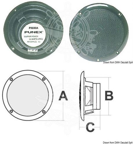 Osculati black two cone 50 watt 180mm diameter speakers