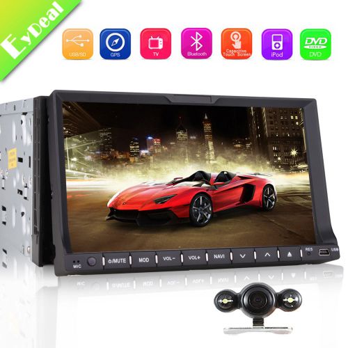 Gps nav 7" double 2 din car stereo radio video dvd cd player bluetooth ipod new