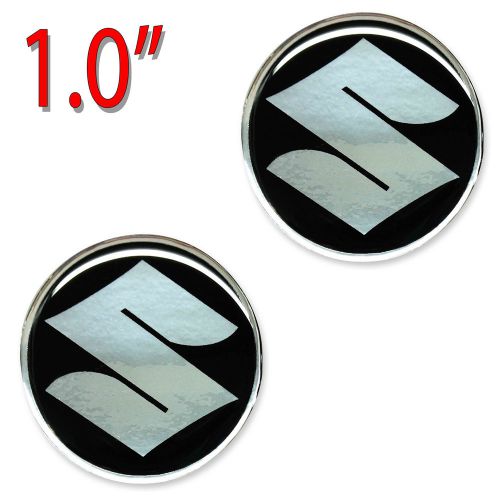 1.0"x2pc. suzuki motor bike clear resin on reflective metallic sticker decal
