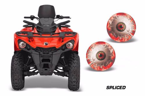 Amr racing head light eyes can-am outlander-l atv headlight graphics spliced red