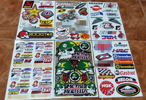Motocross racing sport supercross car bike  helmet stickers 6 sheets