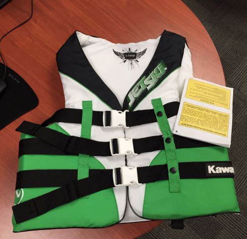 Kawasaki jet ski 3 buckle nylon vest - life jacket pfd watersports- xl