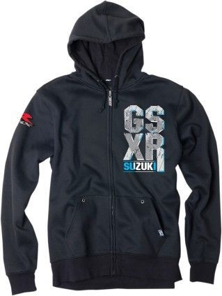 Factory effex logo mens screen printed zip up hoodie suzuki gsxr/black