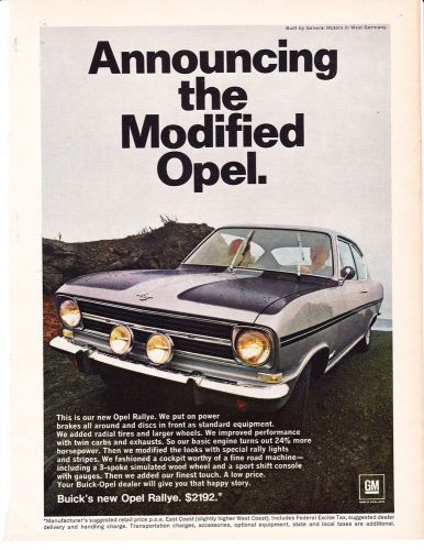 1967 buick opel rallye original vintage ad