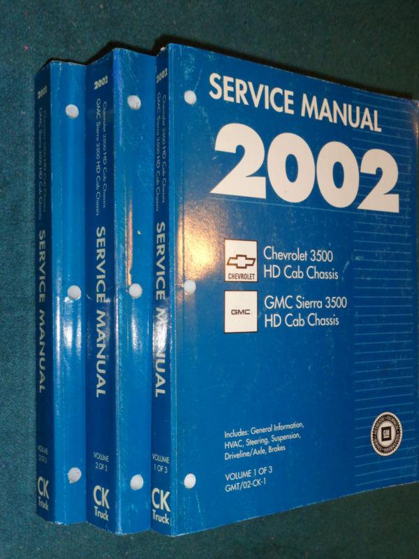 2002 chevrolet & gmc 3500 truck shop manual set / original g.m. books!!