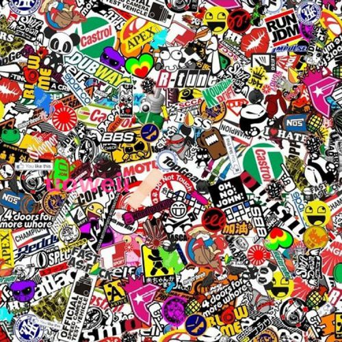 60&#034;x20&#034; jdm panda cartoon graffiti car sticker bomb wrap sheet decal vinyl diy