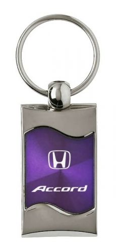 Premium chrome spun wave purple honda accord genuine logo key chain fob ring