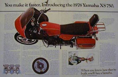 1978 yamaha xs750 3 page original  motorcycle ad xs 750