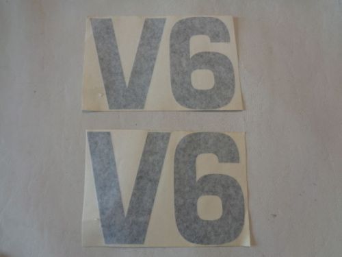 V6 decal pair (2) dark gray 4 1/8&#034; x 6&#034; marine boat