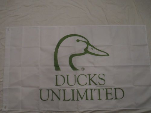Ducks unlimited white with green logo 3 x 5 banner flag  man cave gun shop!!!!