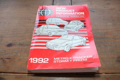 New product info metro tracker storm prizm st37092npi 1992 shop service manual