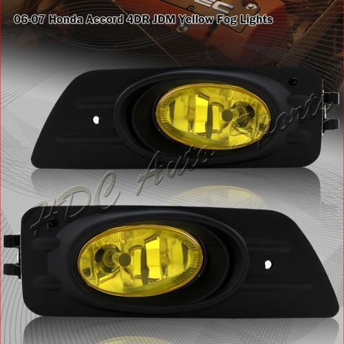 For 2006-2007 honda accord sedan jdm yellow lens oe style fog lights lamps kit