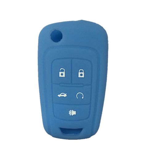 Sky blue 5 buttons protective silicone key fob cover holder case fit for buick
