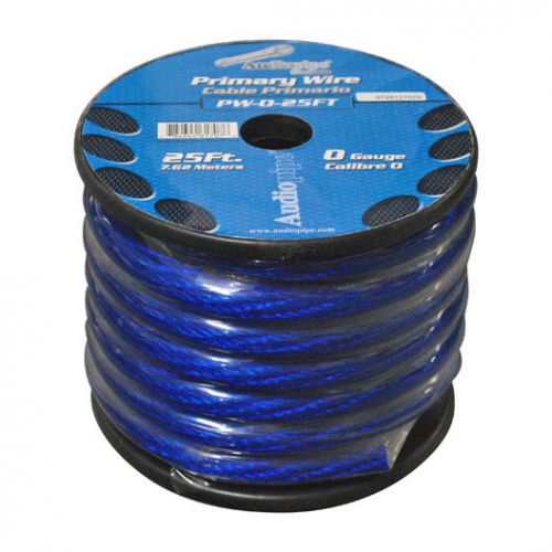 Power wire 0ga. 25' blue audiopipe pw025bl wire