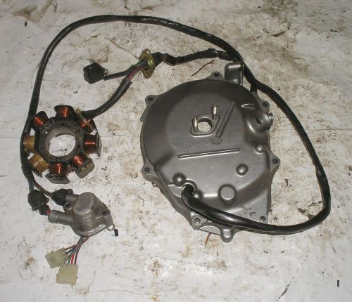 1996 kawasaki 750 zxi twin carb jet ski flywheel stator cover w stator &amp; trigger