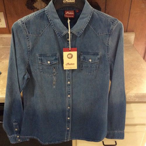 Indian motorcycle womens large blue denim shirt