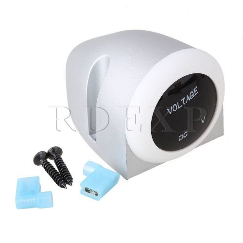 Dc12-24v black car blue led display digital voltmeter+silver one-hole tent panel