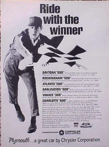 1966 plymouth racing daytona 500 original vintage ad  c my store  5+= free ship