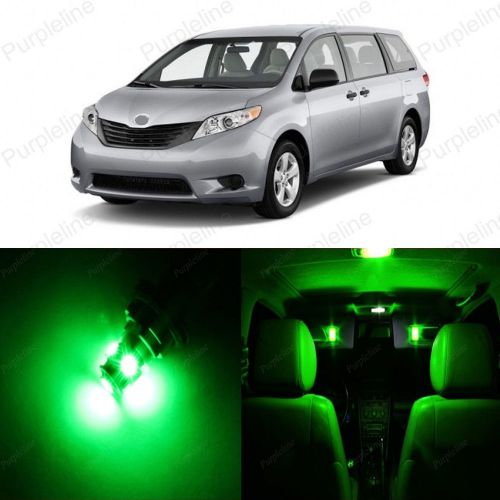 19 x green led interior lights package kit for toyota sienna 2011 - 2014
