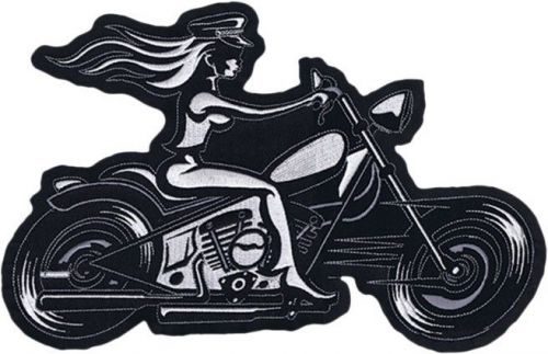 Lethal threat embroidered patch biker chick black/white 11&#034; x 12&#034;