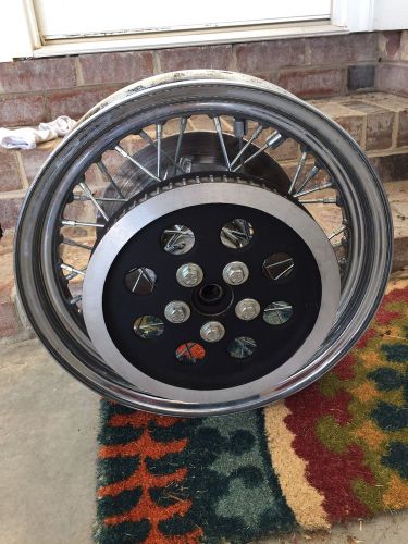 82-99 harley fxr sportster dyna rear 16x3 spoke wheel with new rotor and pulley