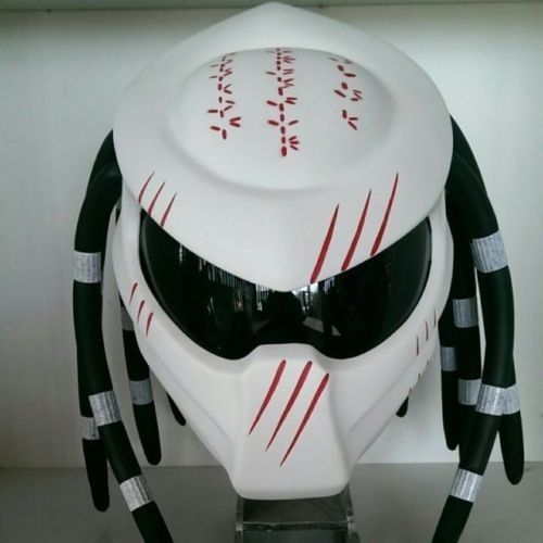 White predator helmet motorcycle dot action handmade size xxl