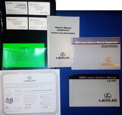 1996 lexus ls400 owners manual / portfolio / wallet (complete set) ls 400 oem