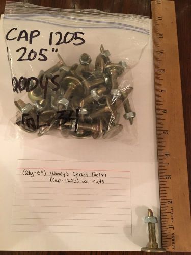 (qty-34) new woodys chisel tooth studs &amp; nuts for 1.100&#034; lug track (cap-1205)