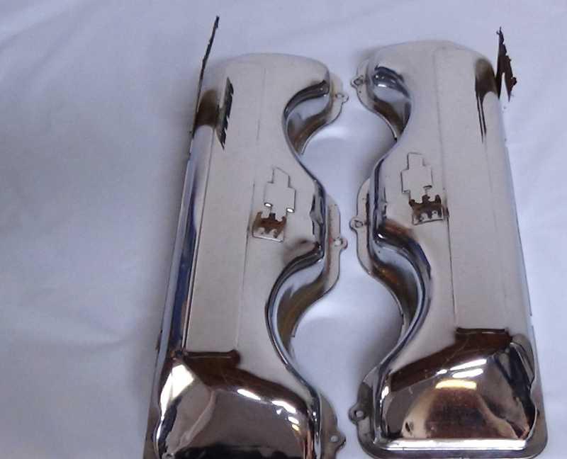 Chevy 409 / 348 chome valve cover w/ wire supports 