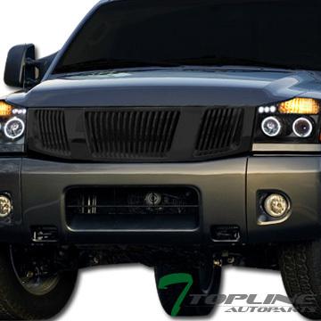 Blk vertical style front hood bumper grill grille abs 04-07 nissan titan/armada