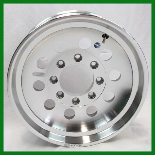 Aluminum trailer rim 17.5" mod wheel 8 on 6.5 6,050 lb with center cap &amp; lugnuts