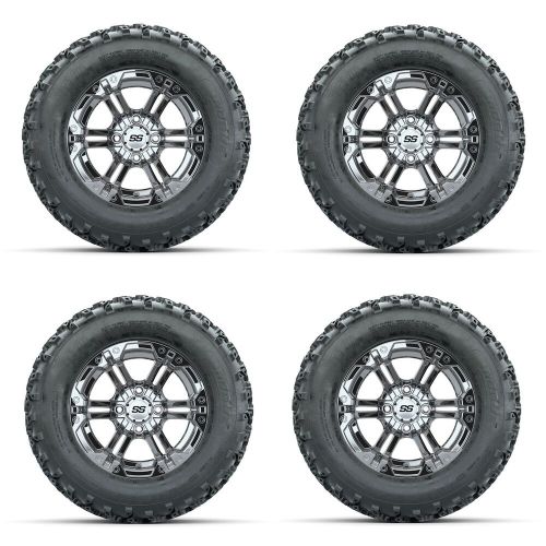 Golf cart gtw 12" specter chrome wheel | 23x10-12 rogue at tire | 4 set