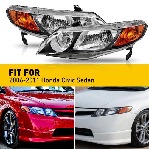 OE Style Black Headlights Assembly Left+Right For 2006-2011 Honda Civic Sedan, US $105.64, image 13
