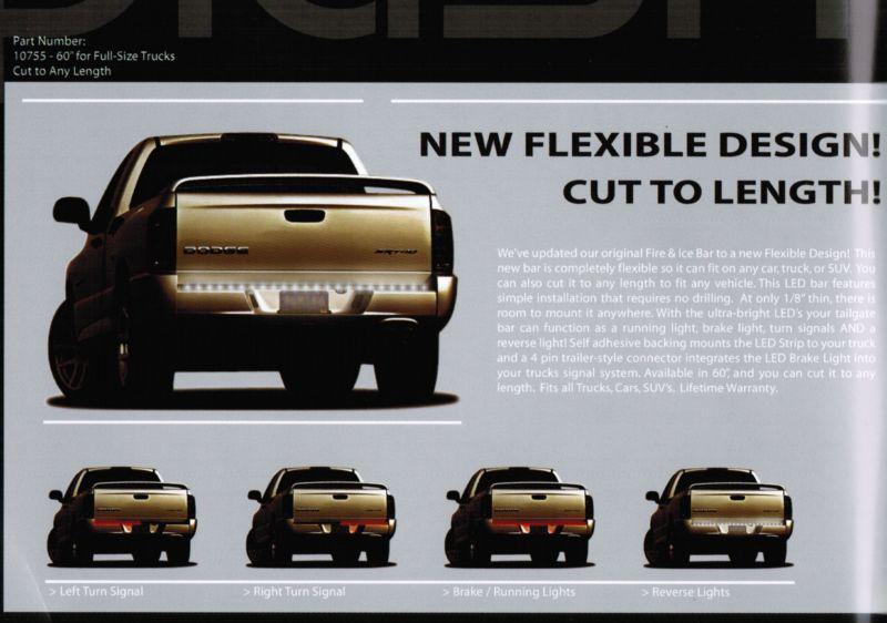 Plasmaglow fire & and ice led light tailgate bar 60" or cut to length, flexible 