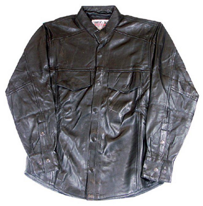 Mens leather shirt jacket -extra soft - fully lined - outside and inside pockets