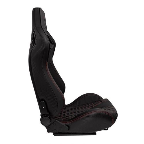 ATS AK x1 Univ Reclining Sports Bucket Seat Black Red Stitch Carbon + slides, US $305.89, image 6