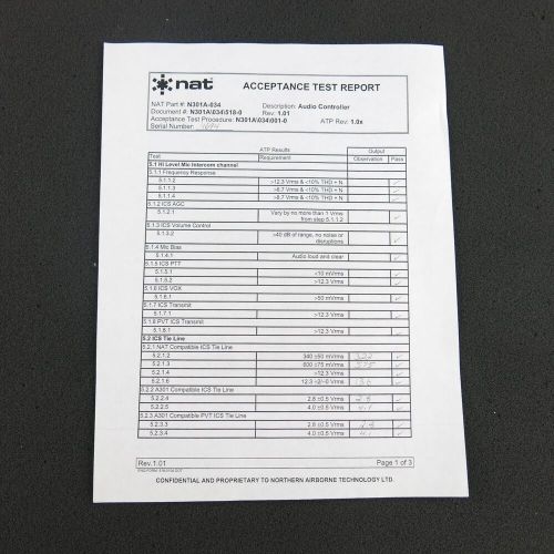 Cobham/NAT N301A Audio Control Box P/N N301A-034 | New Surplus w/ EASA F1, US $4,600.00, image 9