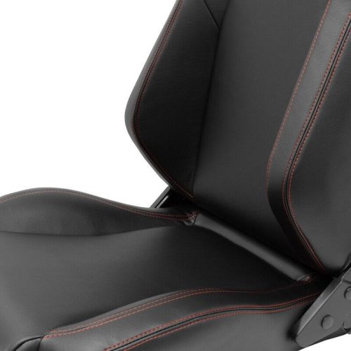 ATS x1 Universal Sports Bucket Seat Black Synthetic leather + Red stitch, US $327.54, image 2