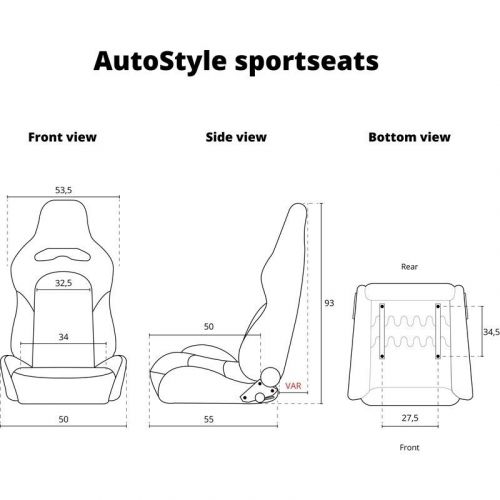 ATS x1 Universal Sports Bucket Seat Black Synthetic leather + Red stitch, US $327.54, image 5