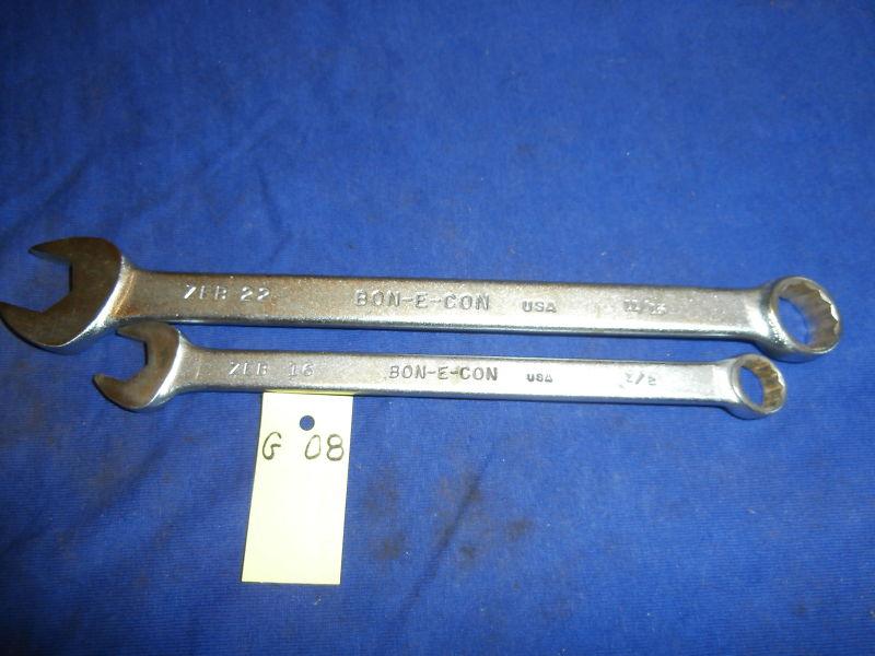 G08 vintage bon-e-con tools usa  zeb?? 2 pcs. 12 pt. comb wrenches