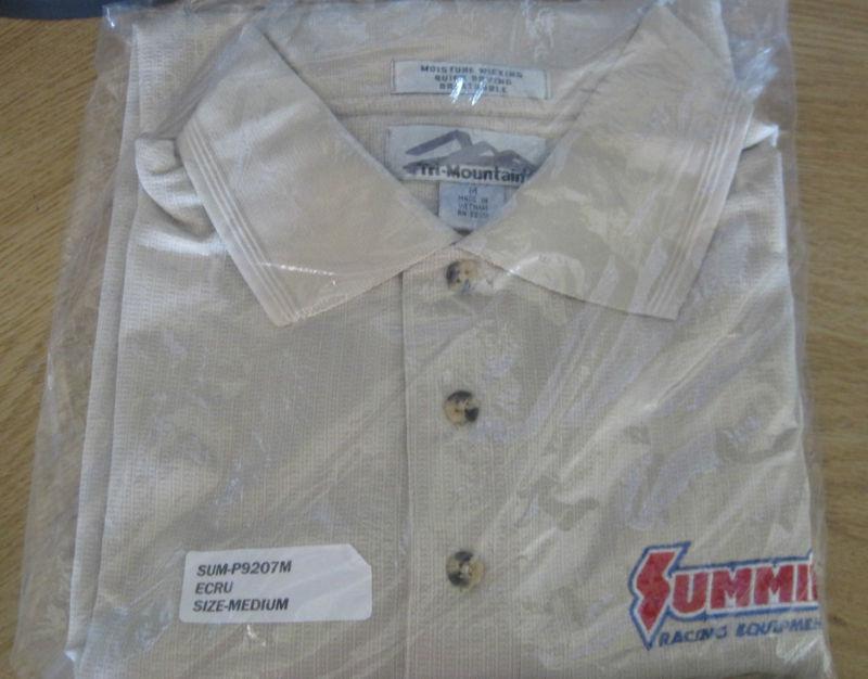 Summitracing mens shirt ecru moisture wick quick drying breathable size med new 