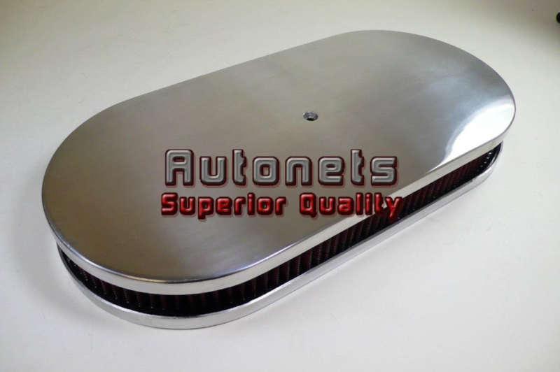 19" washable oval polished smooth air cleaner dual carb quad hot rat street rod
