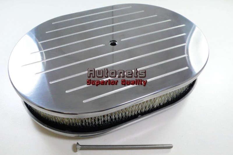 12" oval ball-milled aluminum air cleaner filter polished universal fit
